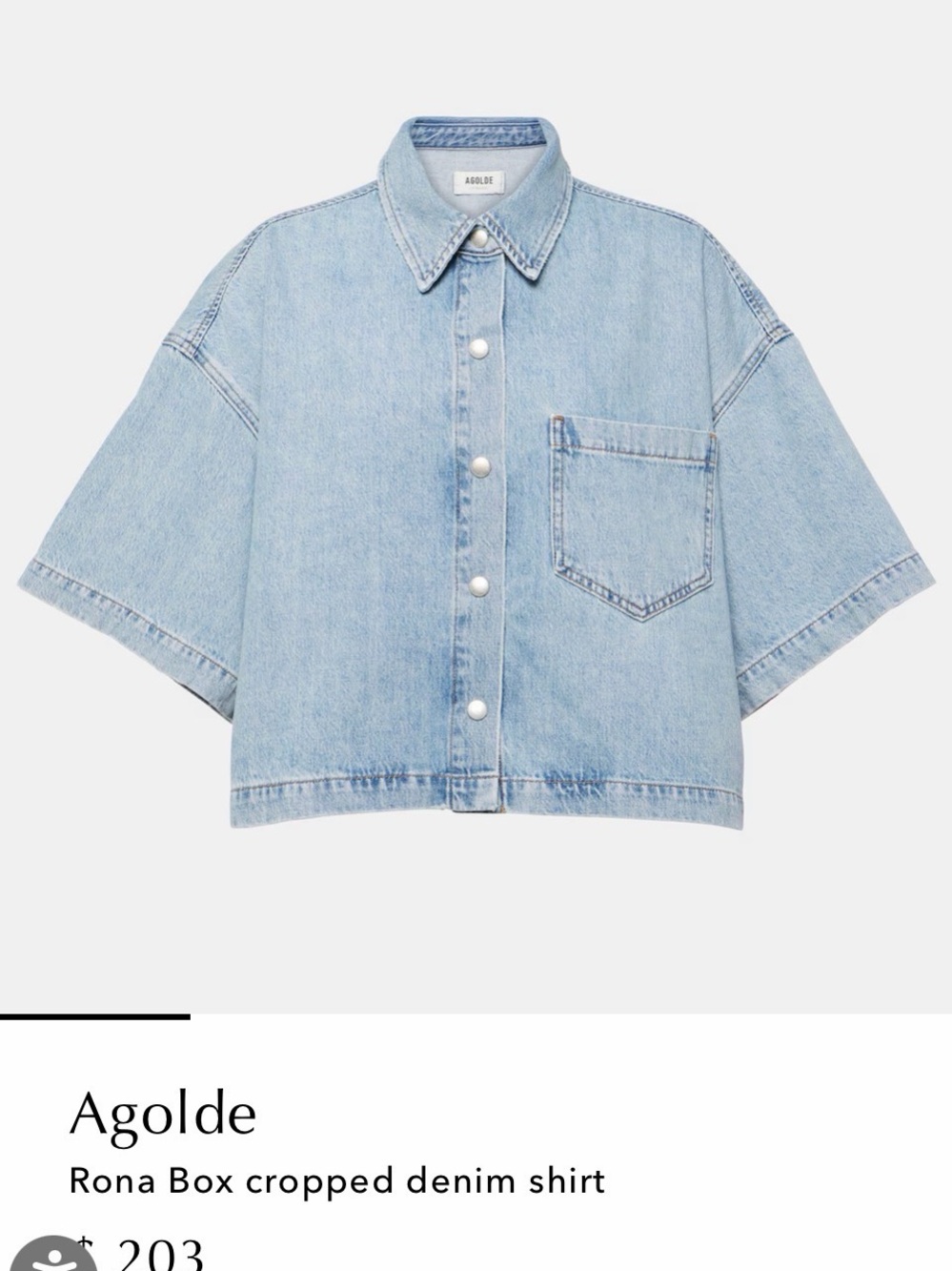 Amazon Light Blue Denim Cropped Button-Down Shirt - Picture 4 of 4